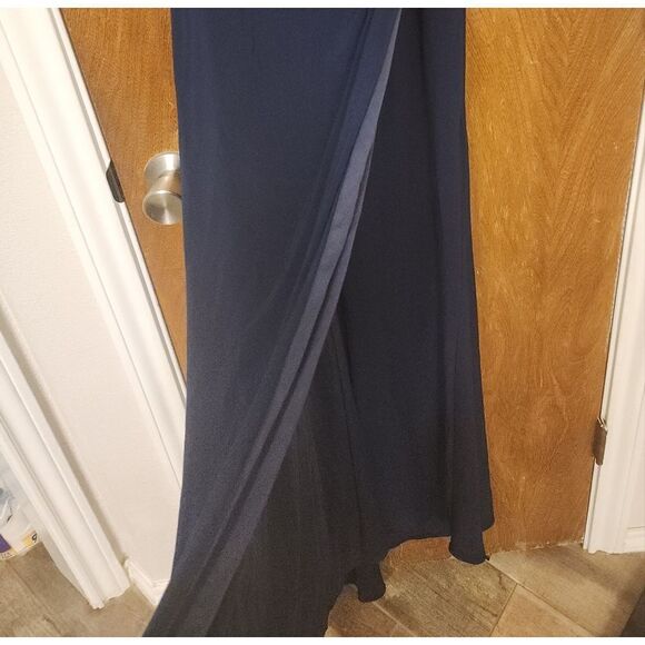 La Femme - 28079 Long Surplice High Slit Jersey Gown - Picture 6 of 9